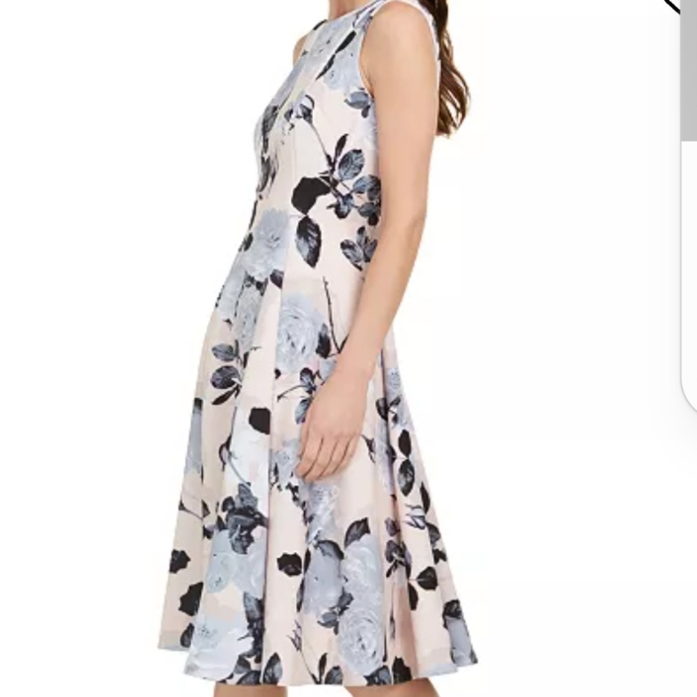 Calvin Klein Floral Sleeveless Dress - Pink and Black